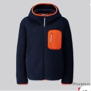 JW Anderson x Uniqlo collab Pile Fleece Hoodie Jacket Navy